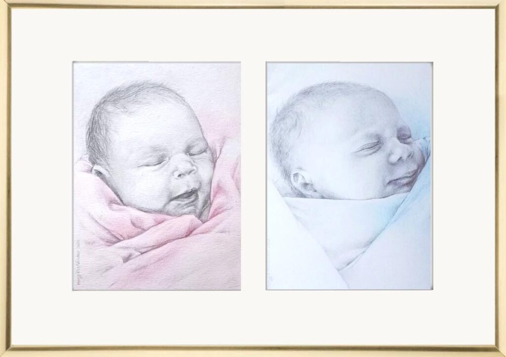 Lyijykynäpiirrokset vastasyntyneistä